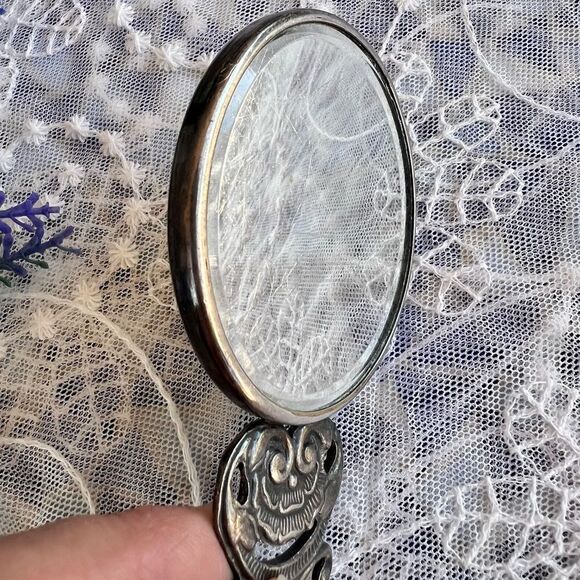 Vintage Hans Jensen Denmark Silver-plate Pocket/Purse Mirror Country Music Scene - Picture 6 of 9